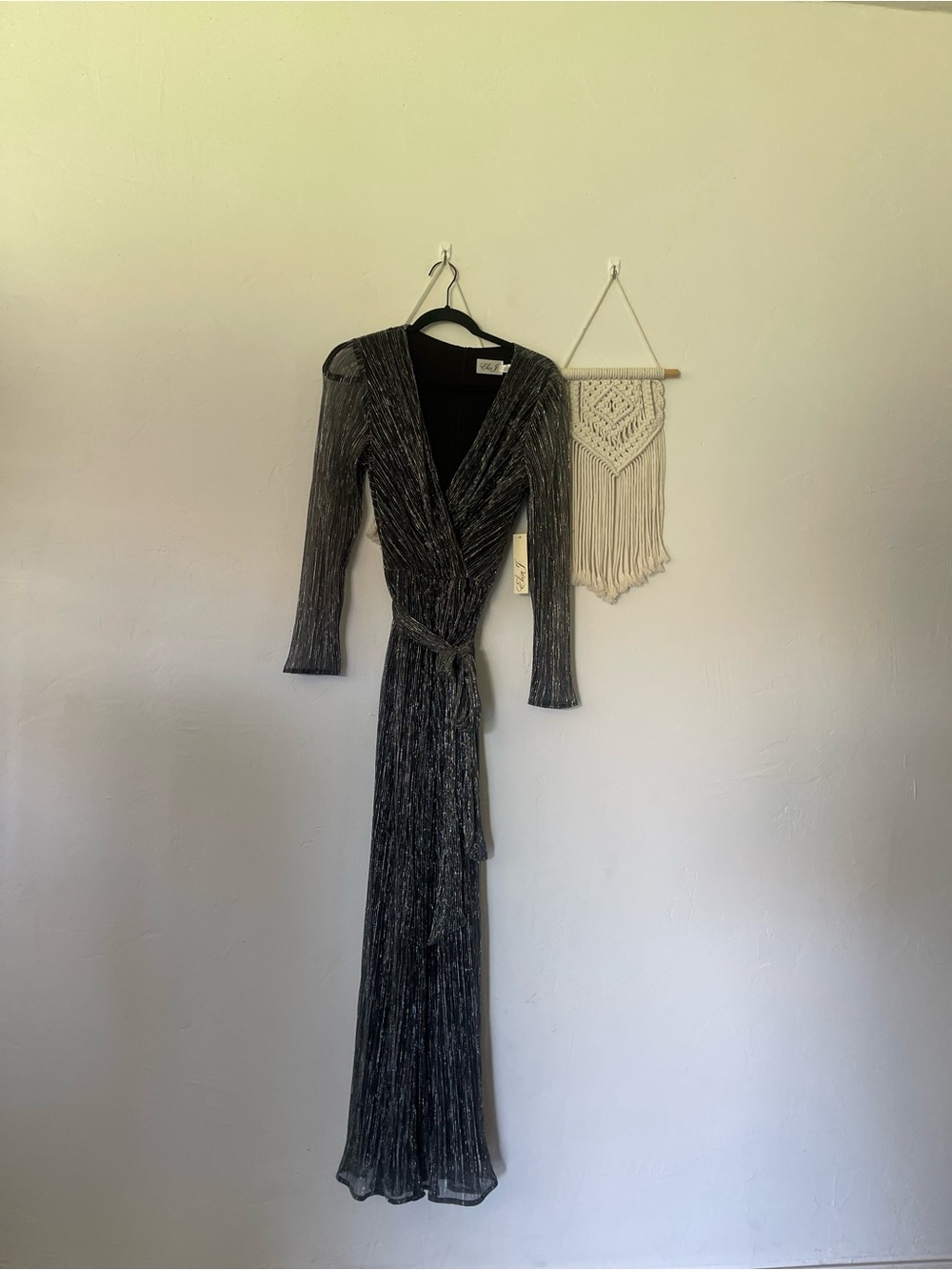 Eliza J Metallic Belted Jumpsuit
